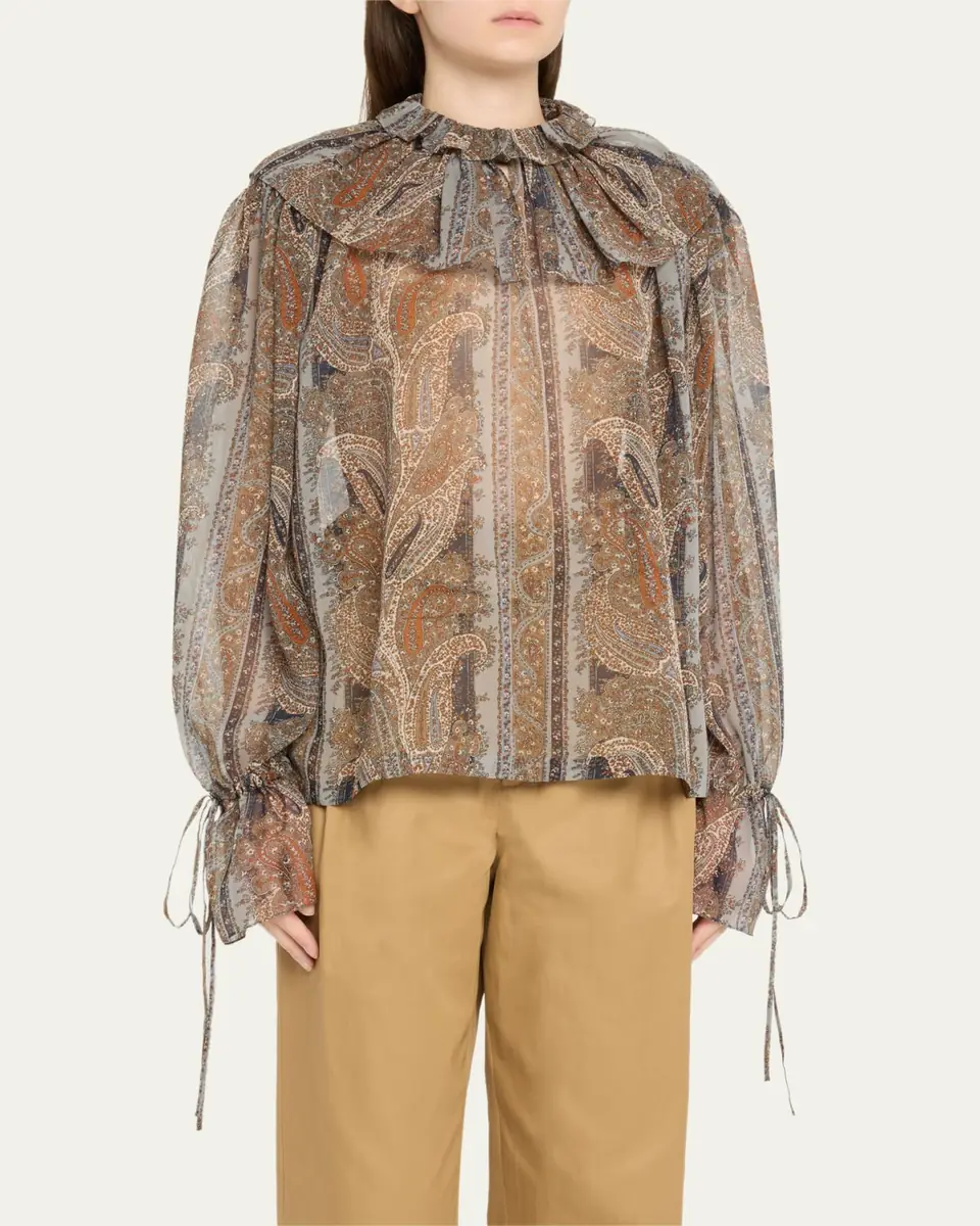 Saint Laurent Paisley Button Down Sheer Blouse | Thumbnail 8 Saint Laurent Paisley Button Down Sheer Blouse | Thumbnail 8