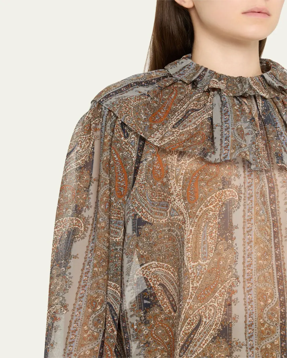 Saint Laurent Paisley Button Down Sheer Blouse | Thumbnail 9 Saint Laurent Paisley Button Down Sheer Blouse | Thumbnail 9