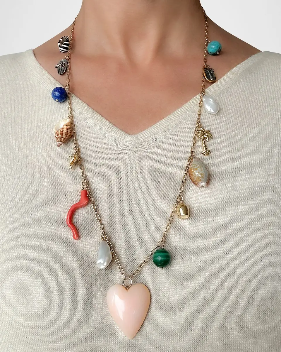 Haute Victoire Les Charmantes Opal Heart Charm Necklace | Image 1 Haute Victoire Les Charmantes Opal Heart Charm Necklace | Image 1