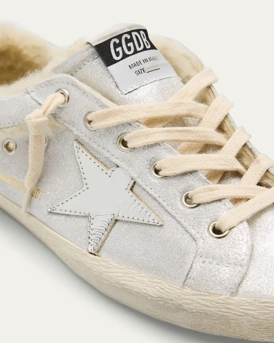 Golden Goose Super-Star Metallic Leather and Shearling Sneakers | Thumbnail 5
