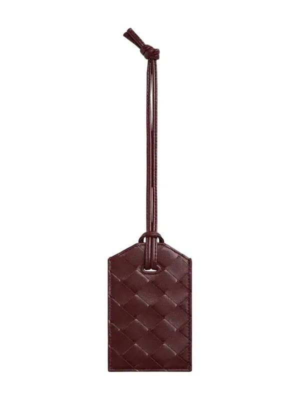 Men's Intrecciato Leather Tag Holder On Strap Men's Intrecciato Leather Tag Holder On Strap