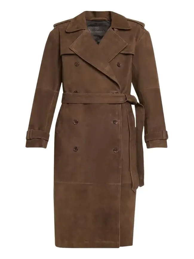 Suede Belted Trench Coat
