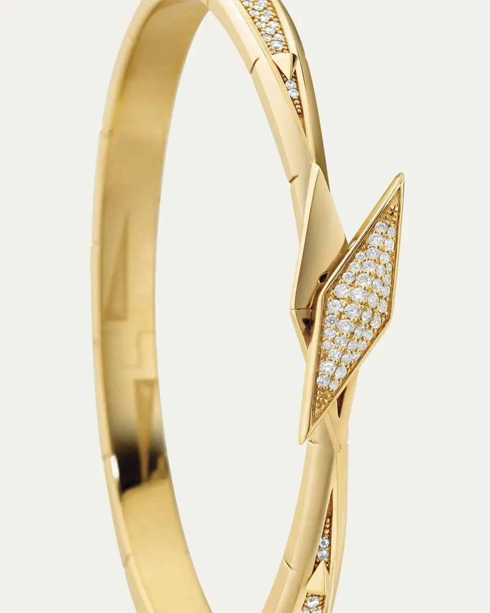 MONICA RICH KOSANN Points North 18K Yellow Gold Cuff with Pave Diamond Clasp, Large | Thumbnail 2 MONICA RICH KOSANN Points North 18K Yellow Gold Cuff with Pave Diamond Clasp, Large | Thumbnail 2