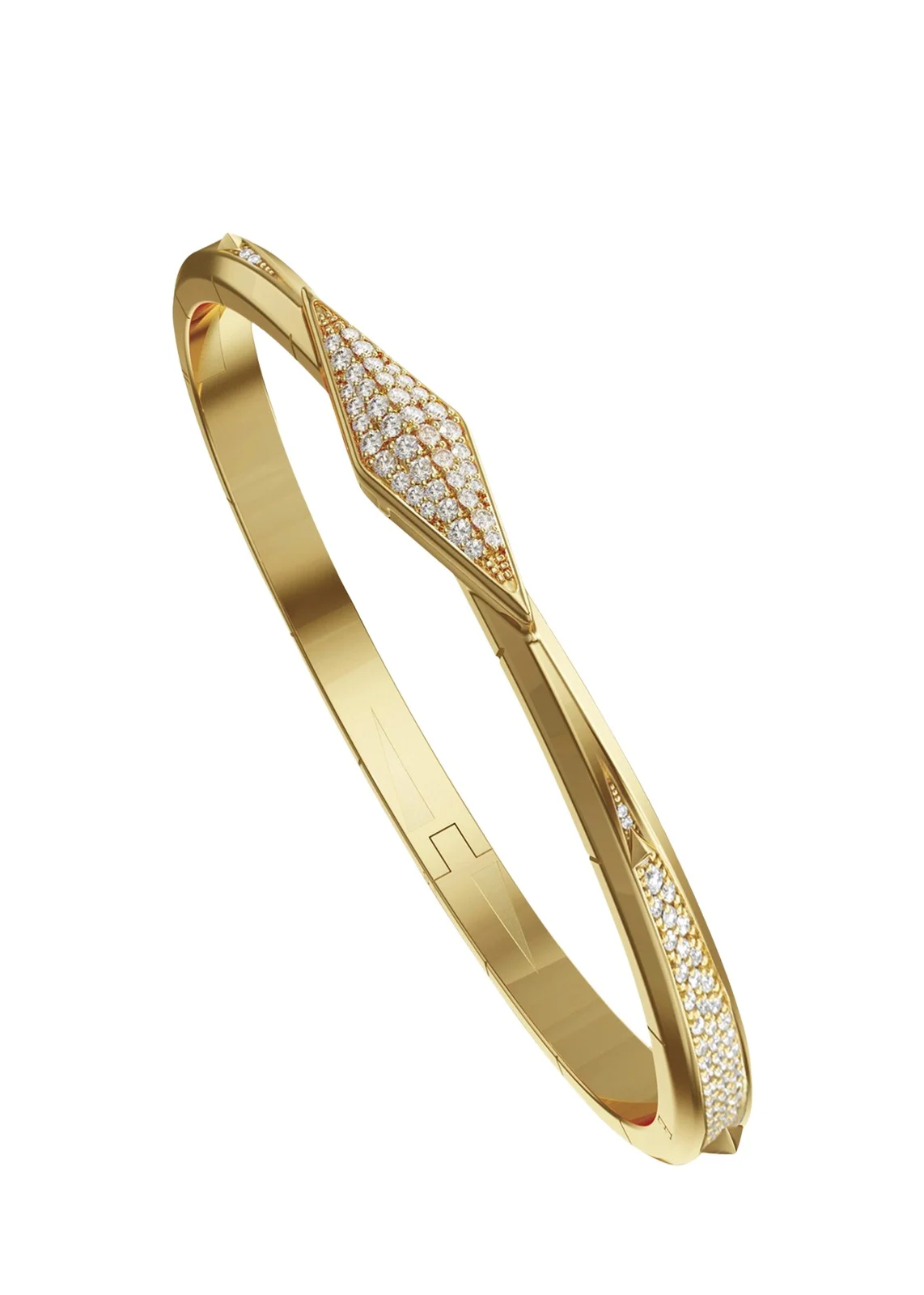 MONICA RICH KOSANN Points North 18K Yellow Gold Cuff with Pave Diamond Clasp, Large