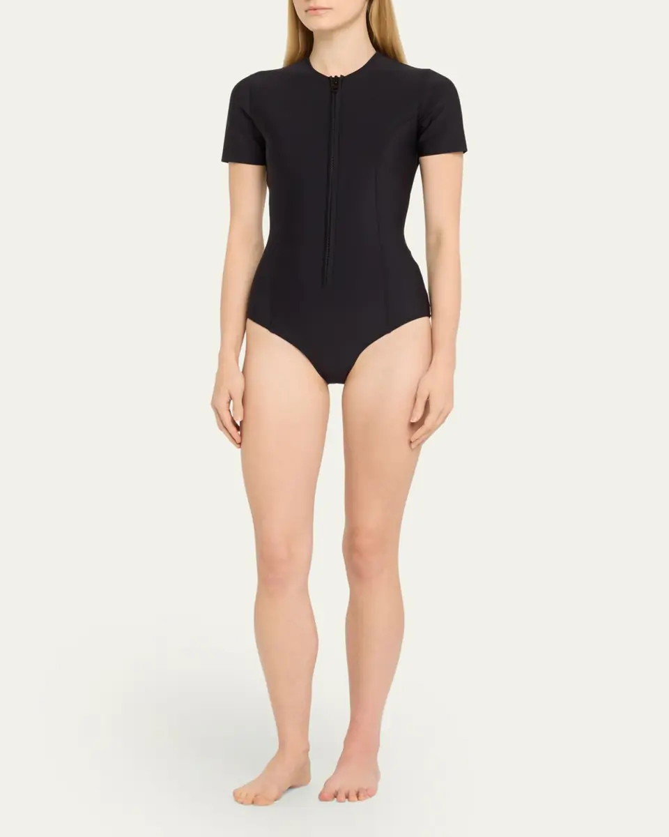 Lisa Marie Fernandez Farrah Rashguard One-Piece Swimsuit | Thumbnail 2