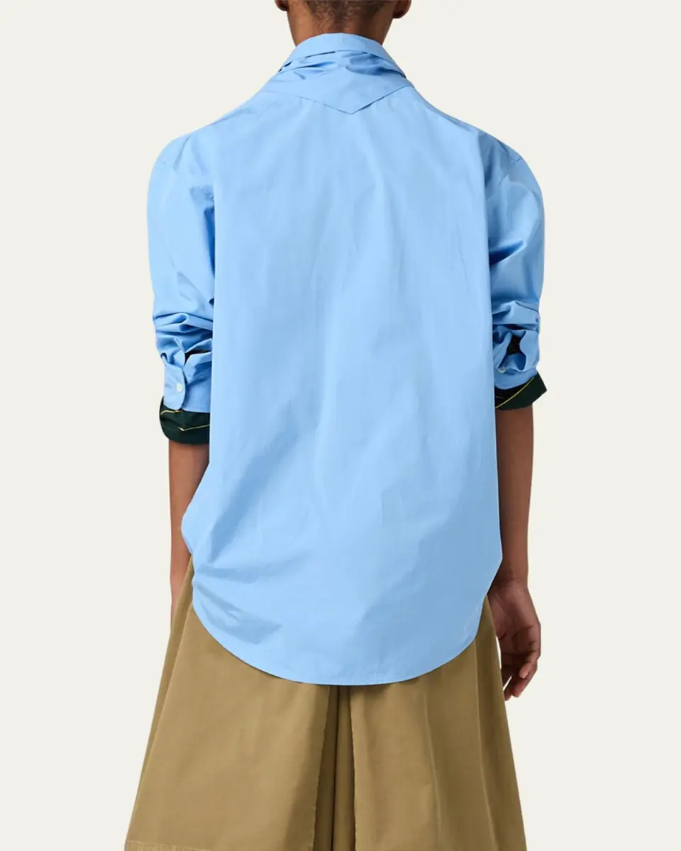 Miu Miu Neck-Tie Button-Down Shirt | Thumbnail 2