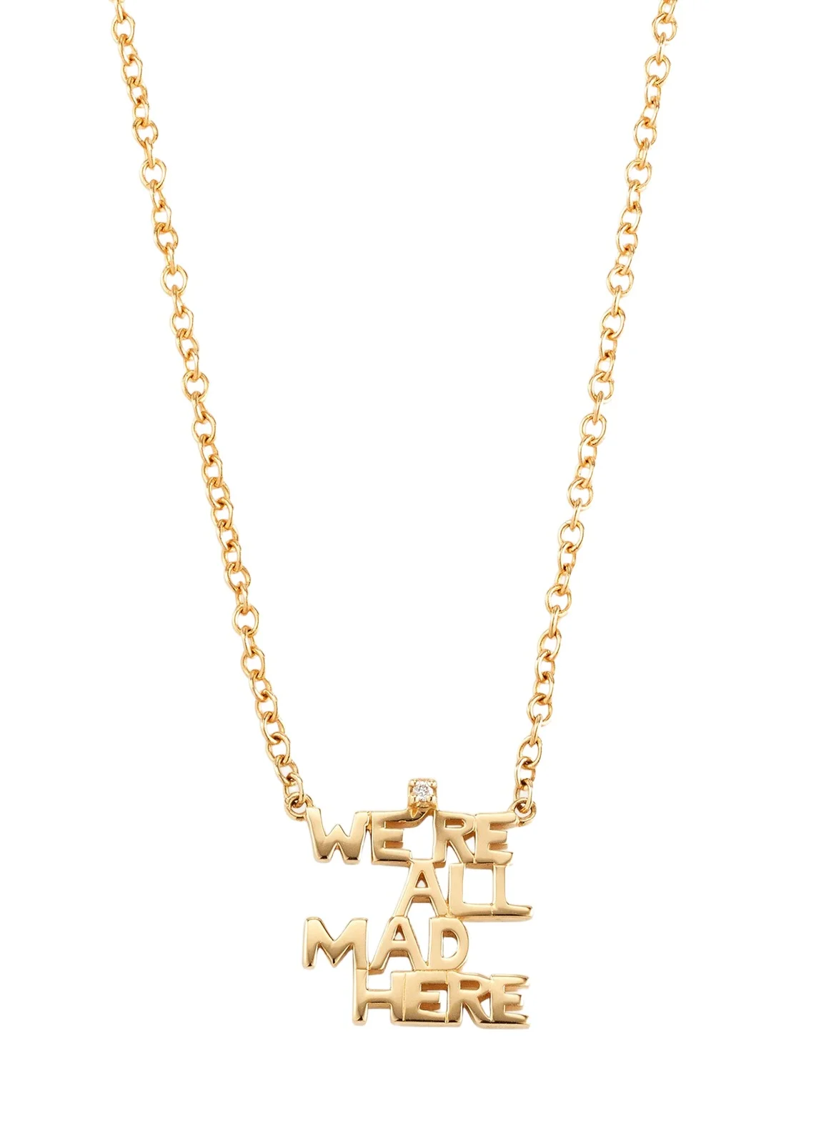 We're All Mad Here 18K Gold Necklace with Diamond We're All Mad Here 18K Gold Necklace with Diamond