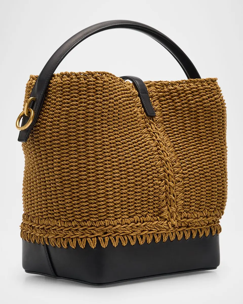Saint Laurent Le 37 YSL Bucket Bag in Raffia and Leather | Thumbnail 2 Saint Laurent Le 37 YSL Bucket Bag in Raffia and Leather | Thumbnail 2
