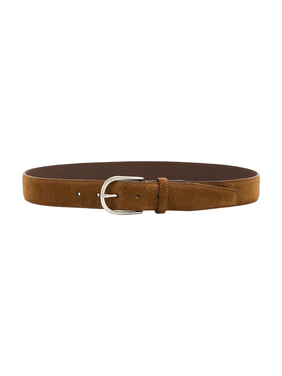 Brioni Men's Suede Round-Buckle Belt