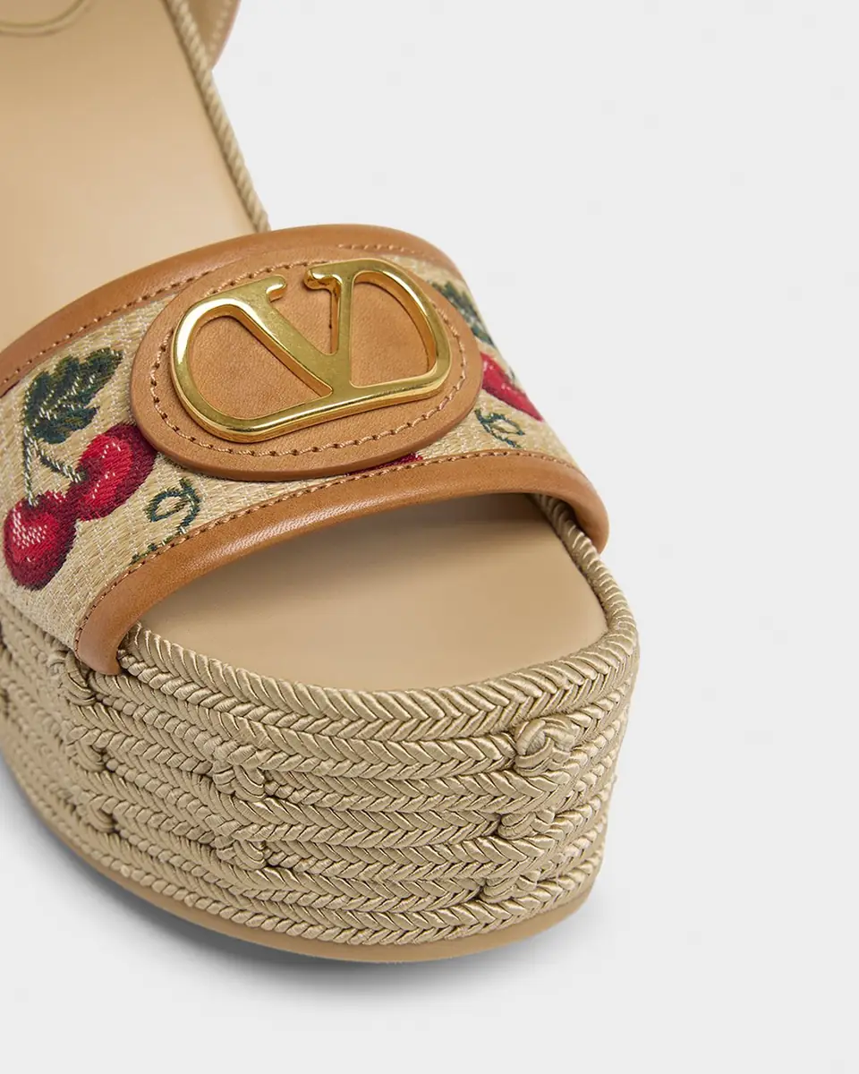 Valentino Garavani VLogo Cherry Jacquard Raffia-Wedge Espadrilles | Thumbnail 5 Valentino Garavani VLogo Cherry Jacquard Raffia-Wedge Espadrilles | Thumbnail 5
