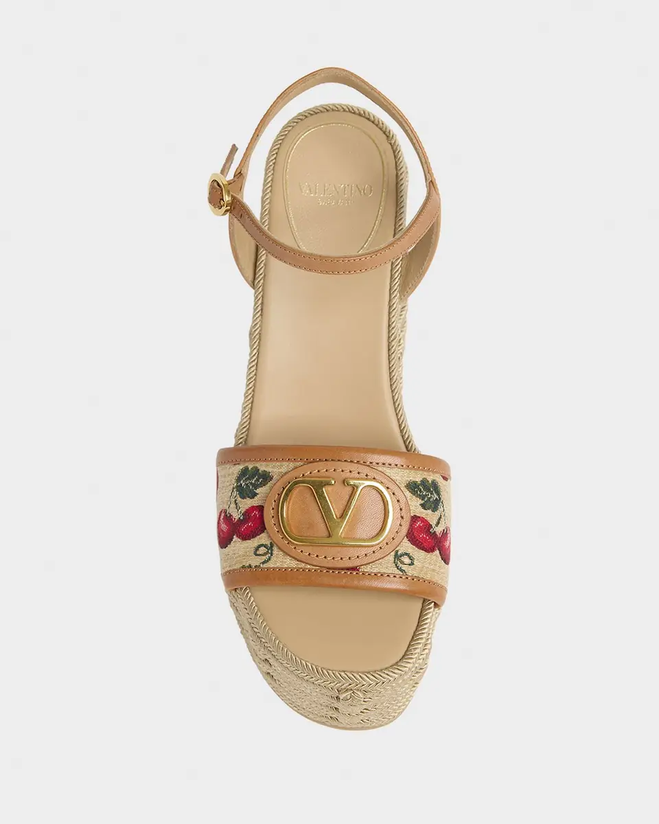 Valentino Garavani VLogo Cherry Jacquard Raffia-Wedge Espadrilles | Thumbnail 6 Valentino Garavani VLogo Cherry Jacquard Raffia-Wedge Espadrilles | Thumbnail 6