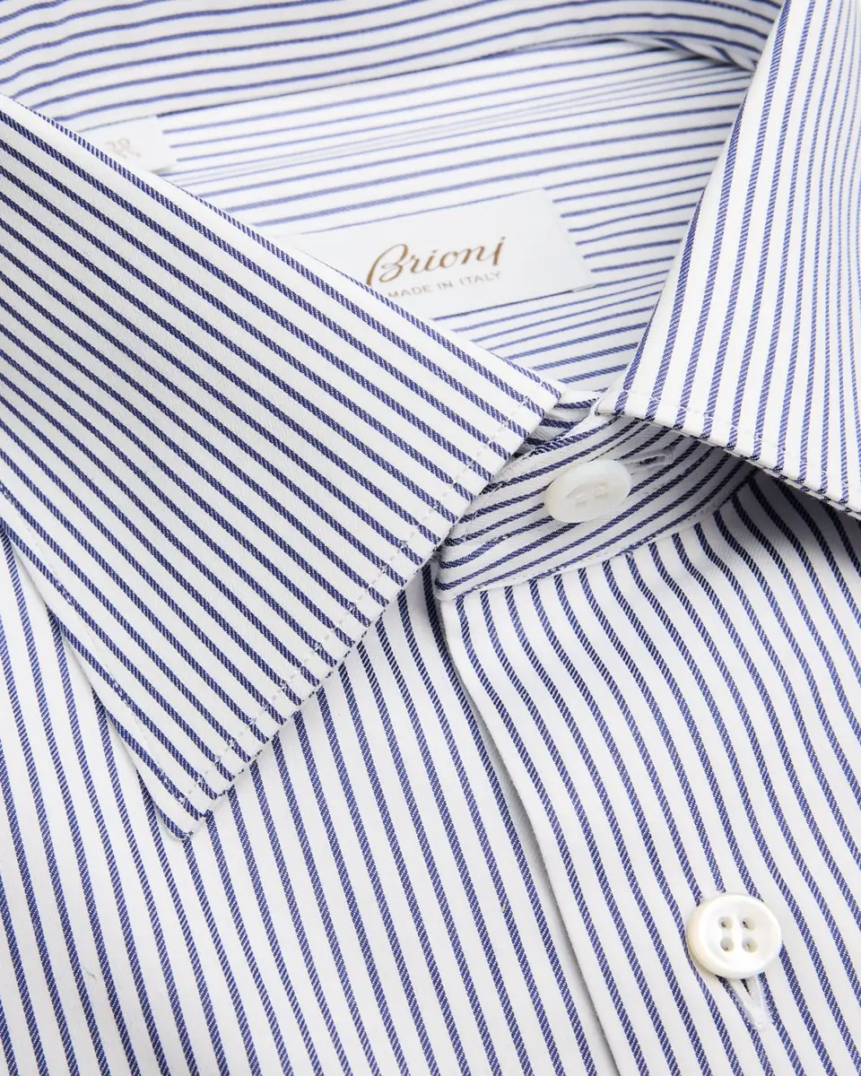 Brioni Men's Cotton Stripe Dress Shirt | Thumbnail 2