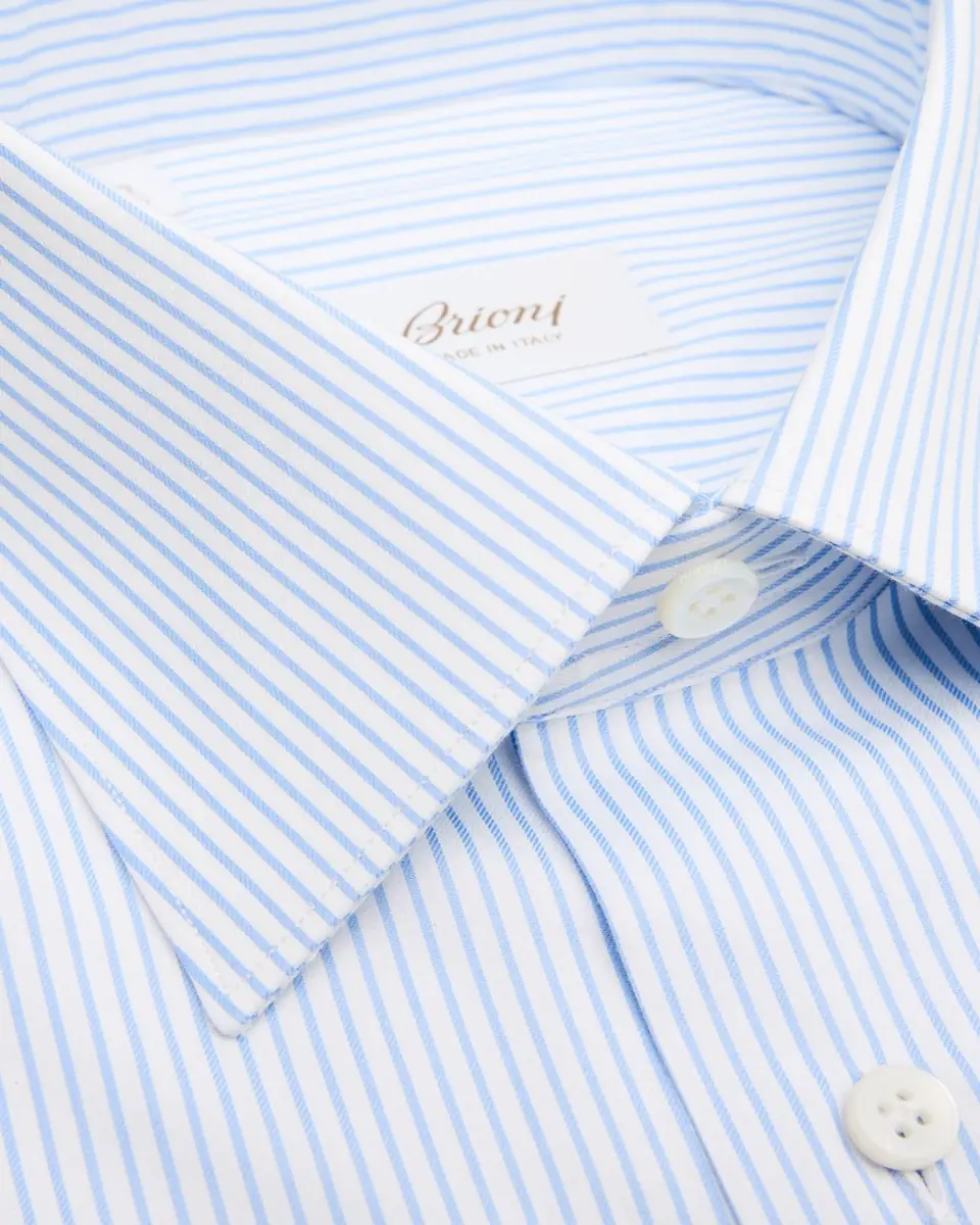 Brioni Men's Cotton Stripe Dress Shirt | Thumbnail 3