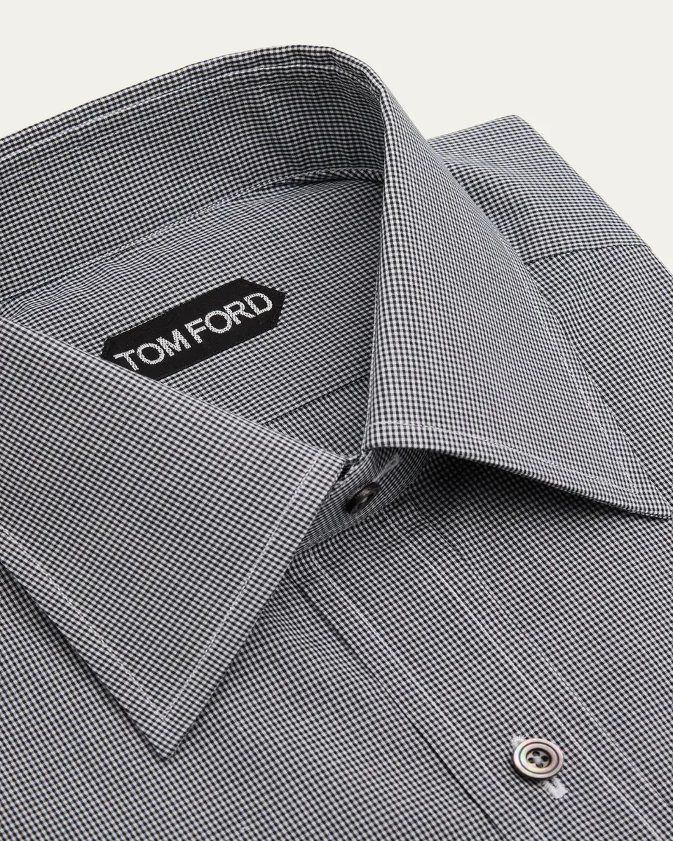 TOM FORD Men's Micro-Gingham Classic Fit Dress Shirt | Thumbnail 2 TOM FORD Men's Micro-Gingham Classic Fit Dress Shirt | Thumbnail 2