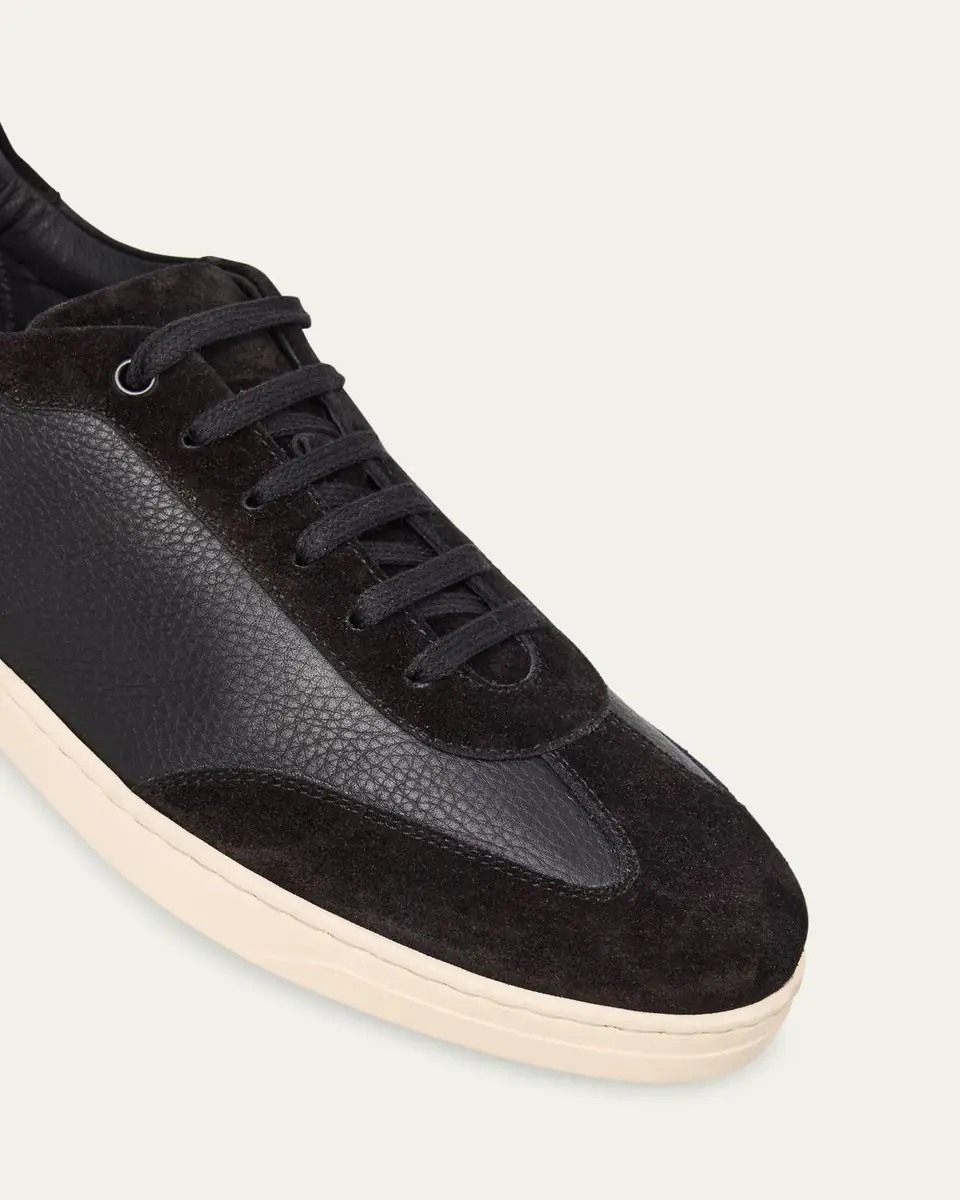 Bergdorf Goodman Men's Leather and Suede T-Toe Low-Top Sneakers | Thumbnail 3 Bergdorf Goodman Men's Leather and Suede T-Toe Low-Top Sneakers | Thumbnail 3