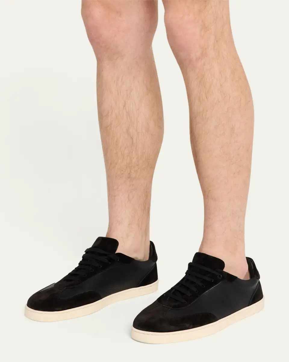 Bergdorf Goodman Men's Leather and Suede T-Toe Low-Top Sneakers | Thumbnail 5 Bergdorf Goodman Men's Leather and Suede T-Toe Low-Top Sneakers | Thumbnail 5