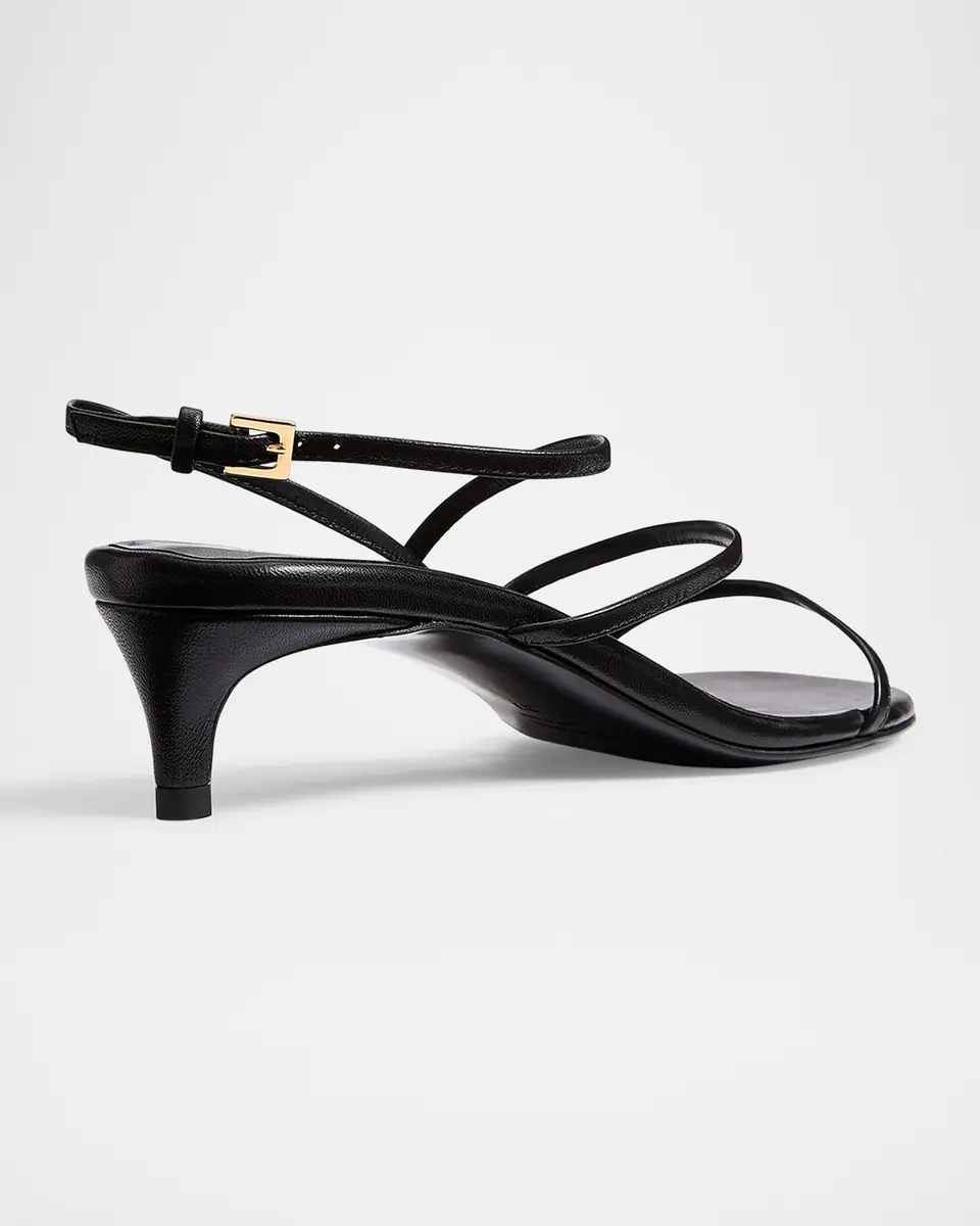 Khaite Strappy Leather Kitten-Heel Sandals | Thumbnail 4