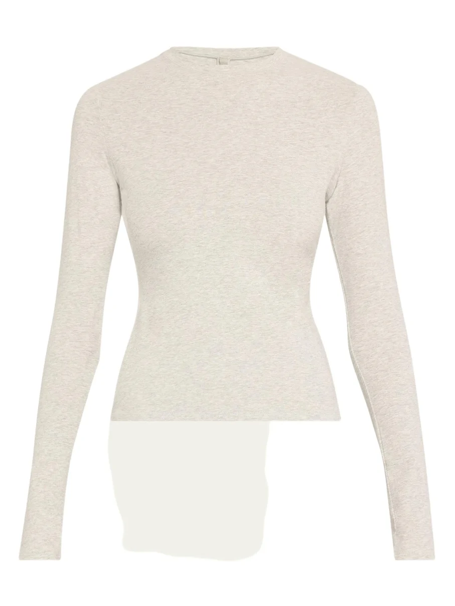 Skims Cotton Jersey Long-Sleeve Crewneck T-Shirt
