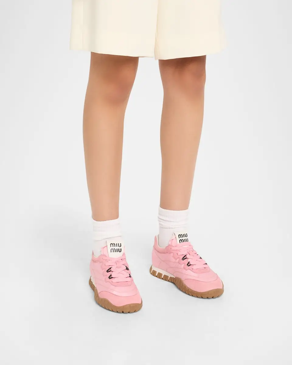 Miu Miu Low-Top Nylon & Leather Sneakers | Thumbnail 14