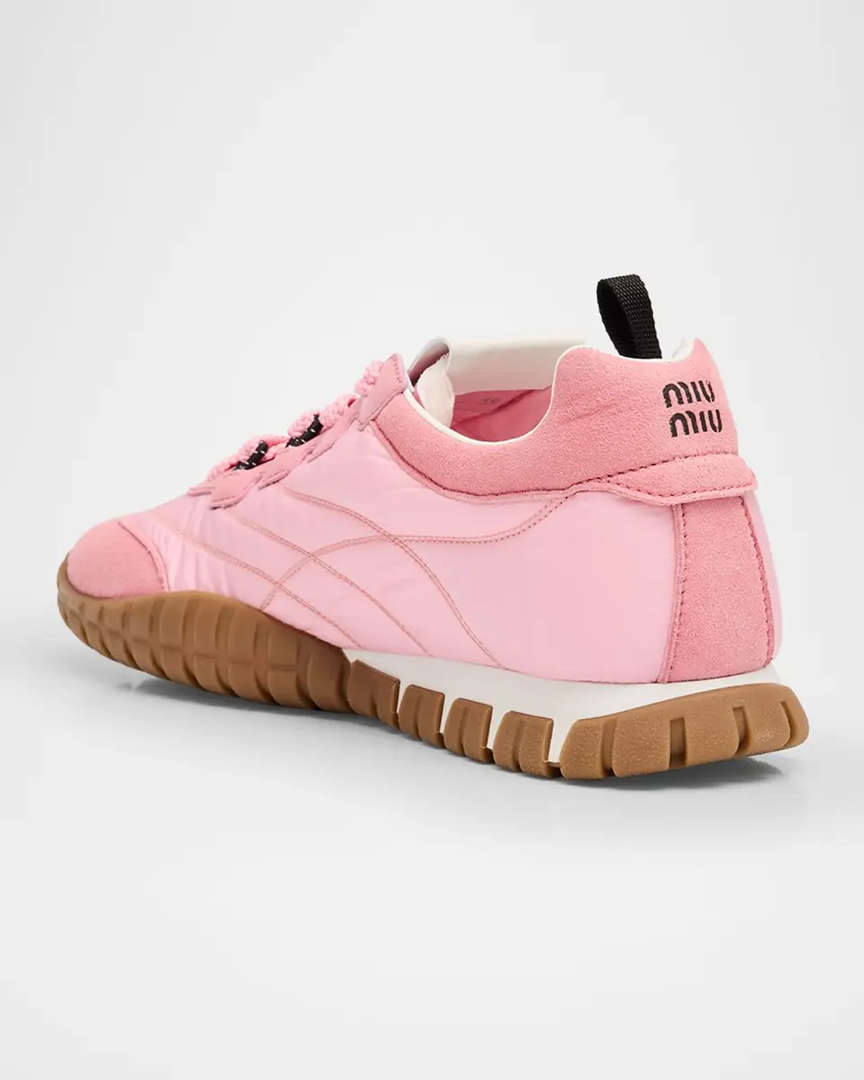 Miu Miu Low-Top Nylon & Leather Sneakers | Thumbnail 16