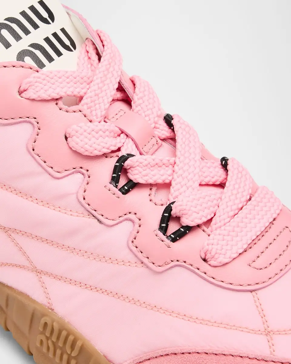 Miu Miu Low-Top Nylon & Leather Sneakers | Thumbnail 17