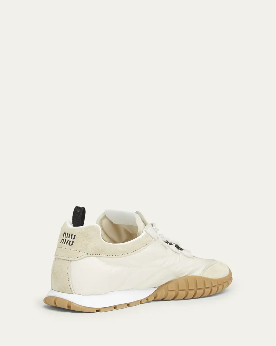 Miu Miu Low-Top Nylon & Leather Sneakers | Thumbnail 5