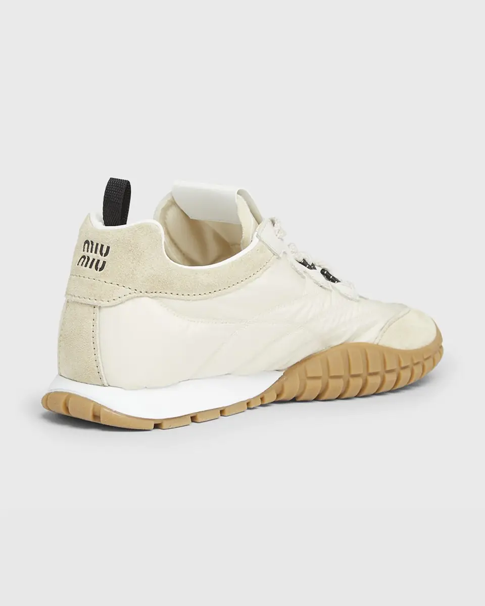 Miu Miu Low-Top Nylon & Leather Sneakers | Thumbnail 10