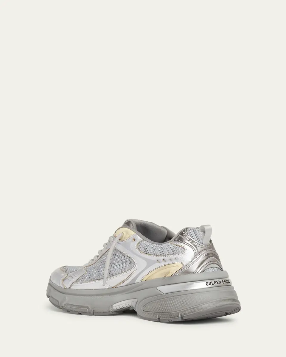 Golden Goose Men's Lightstar Mesh and Leather Runner Sneakers | Thumbnail 4 Golden Goose Men's Lightstar Mesh and Leather Runner Sneakers | Thumbnail 4