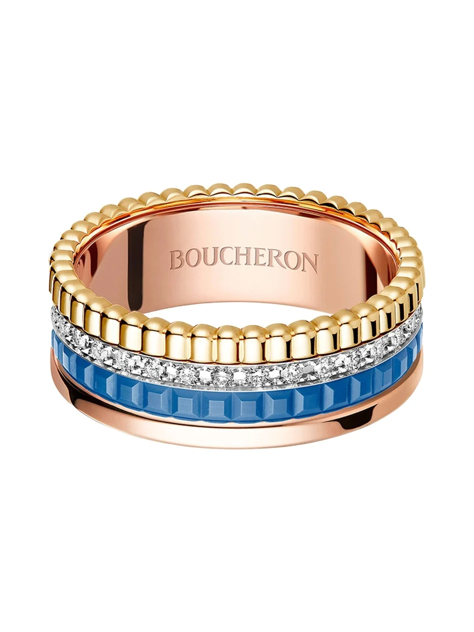 18K White, Rose, and Yellow Gold Quatre Blue Edition Ring with Diamonds
