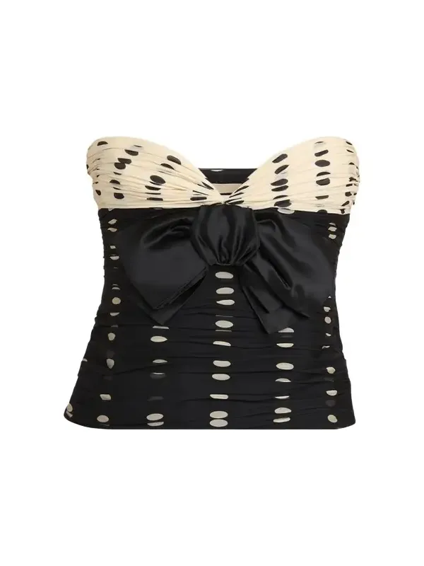 Strapless Polka Dot Ruched Bustier