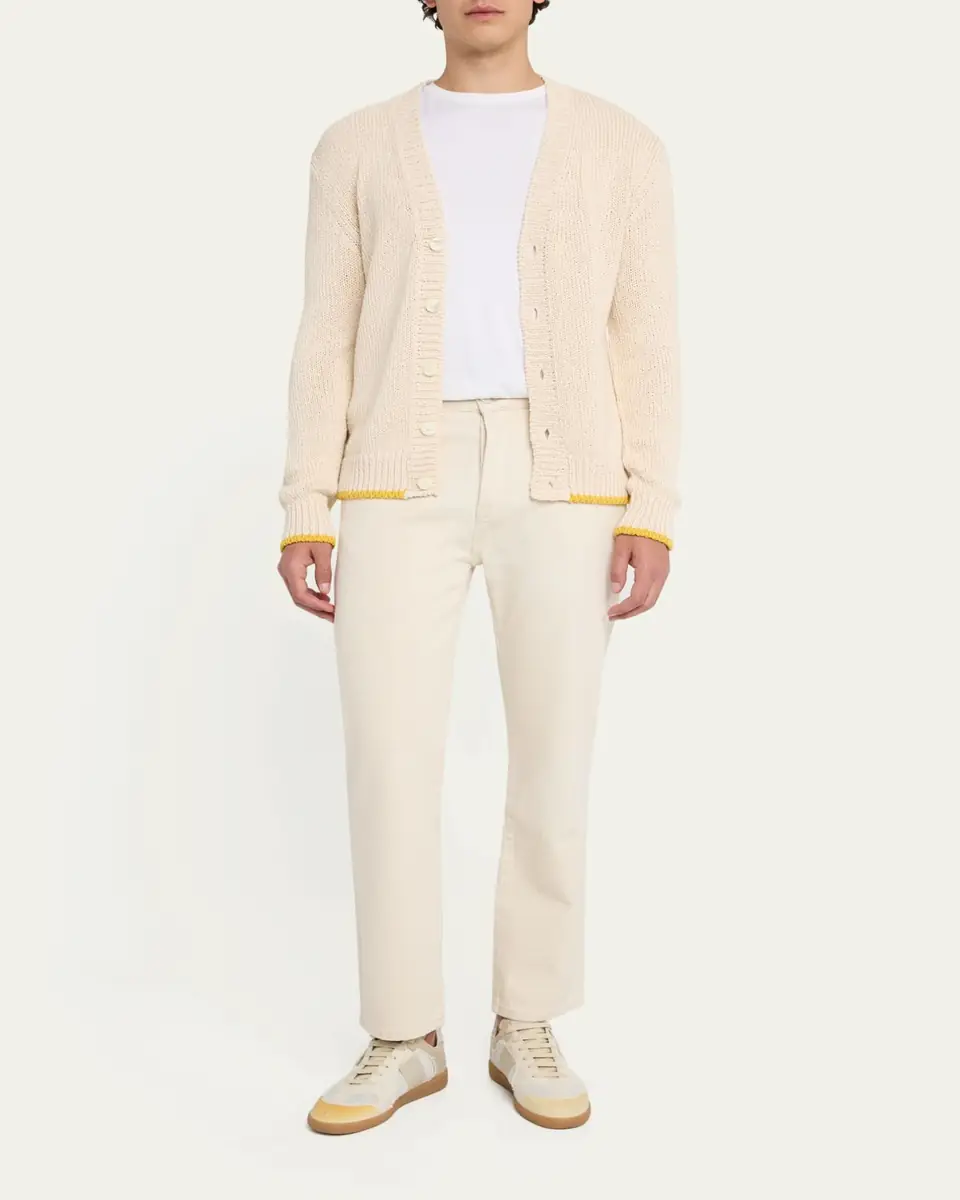 Bergdorf Goodman Men's Cotton Contrast-Trim Cardigan | Thumbnail 2