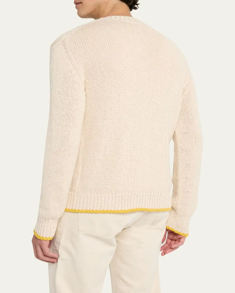 Bergdorf Goodman Men's Cotton Contrast-Trim Cardigan | Thumbnail 3