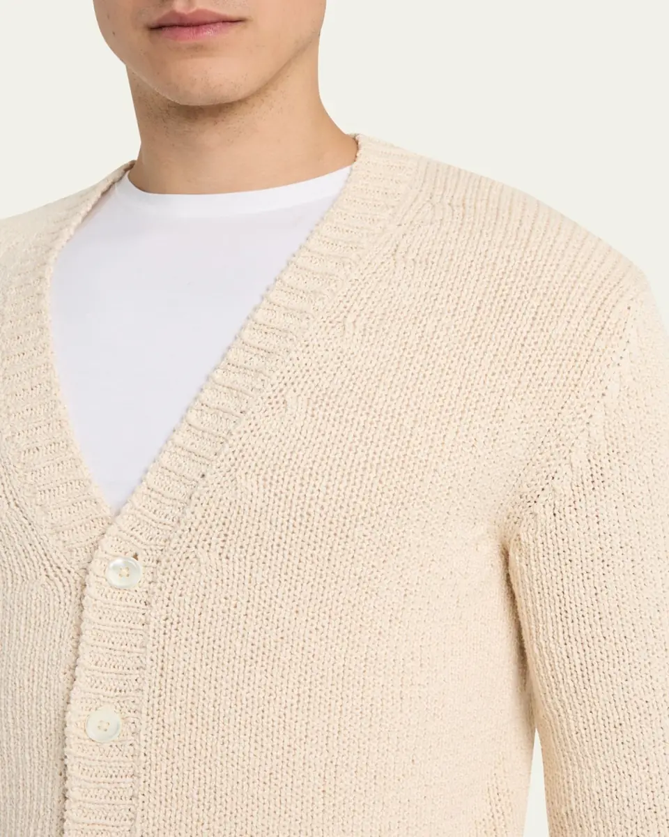 Bergdorf Goodman Men's Cotton Contrast-Trim Cardigan | Thumbnail 5