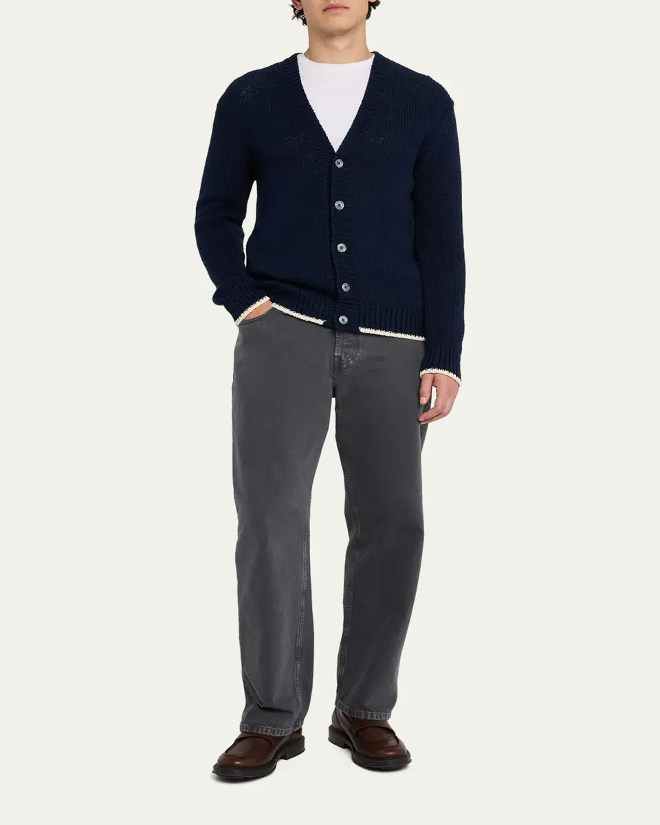 Bergdorf Goodman Men's Cotton Contrast-Trim Cardigan | Thumbnail 7