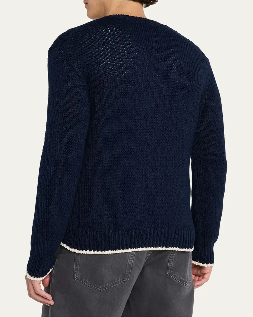 Bergdorf Goodman Men's Cotton Contrast-Trim Cardigan | Thumbnail 8