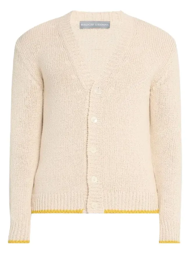 Bergdorf Goodman Men's Cotton Contrast-Trim Cardigan