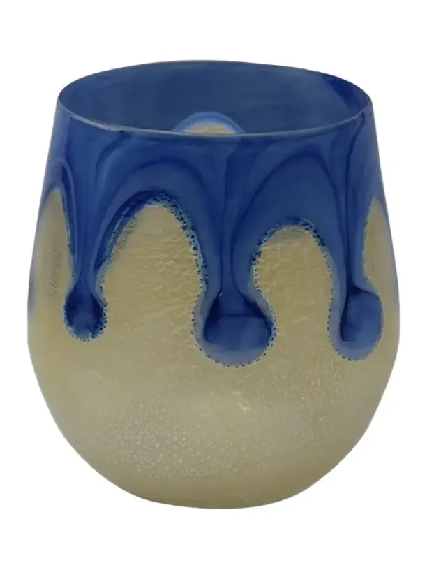 4 GLASS MURANO Goccia Cobalt Blue Drinking Glass, 10 oz.