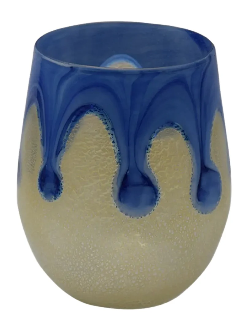 4 GLASS MURANO Goccia Cobalt Blue Drinking Glass, 10 oz.