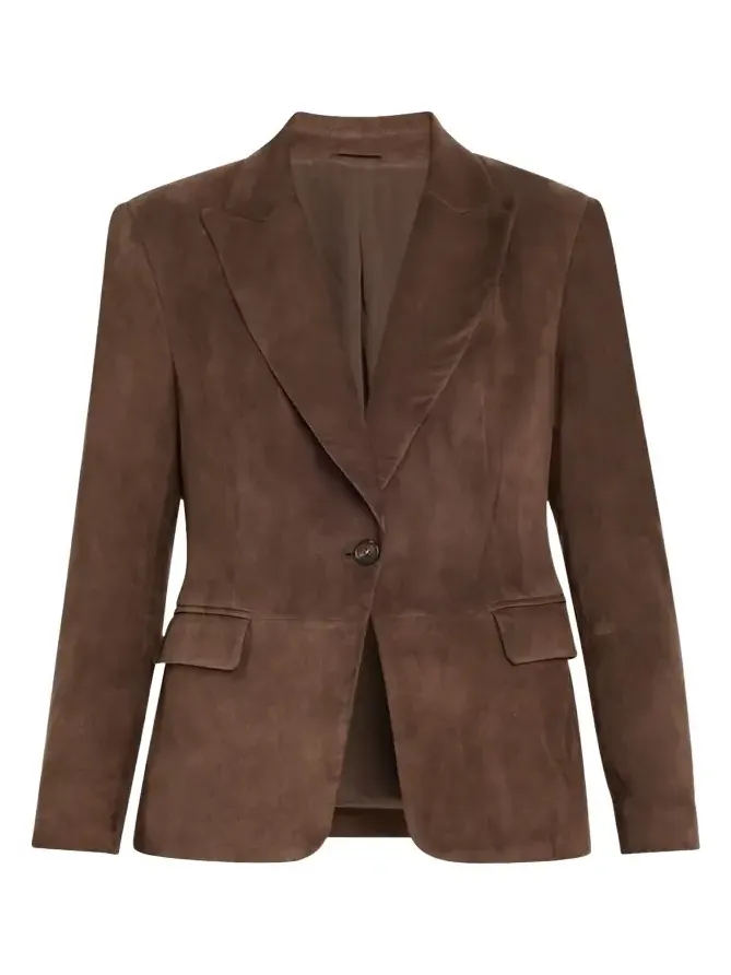 Suede Single-Breasted Blazer Jacket Suede Single-Breasted Blazer Jacket