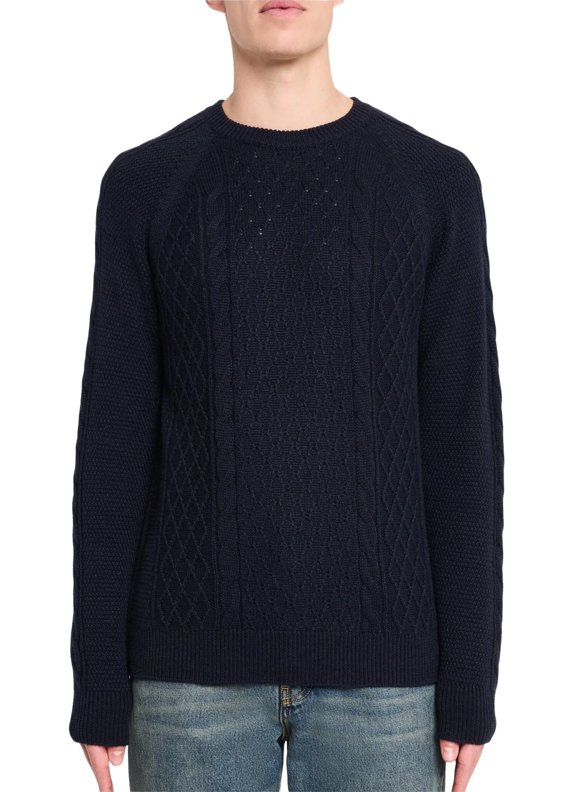 Bergdorf Goodman Men's Aran Linen-Cashmere Sweater