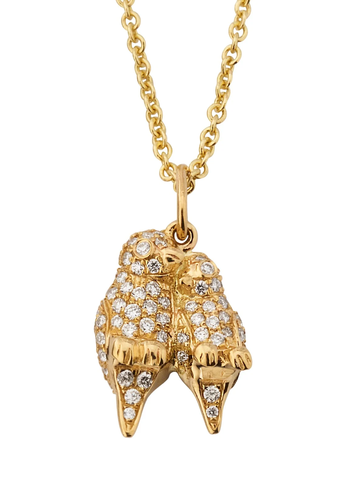 14K Yellow Gold Lovebirds Charm with Diamonds