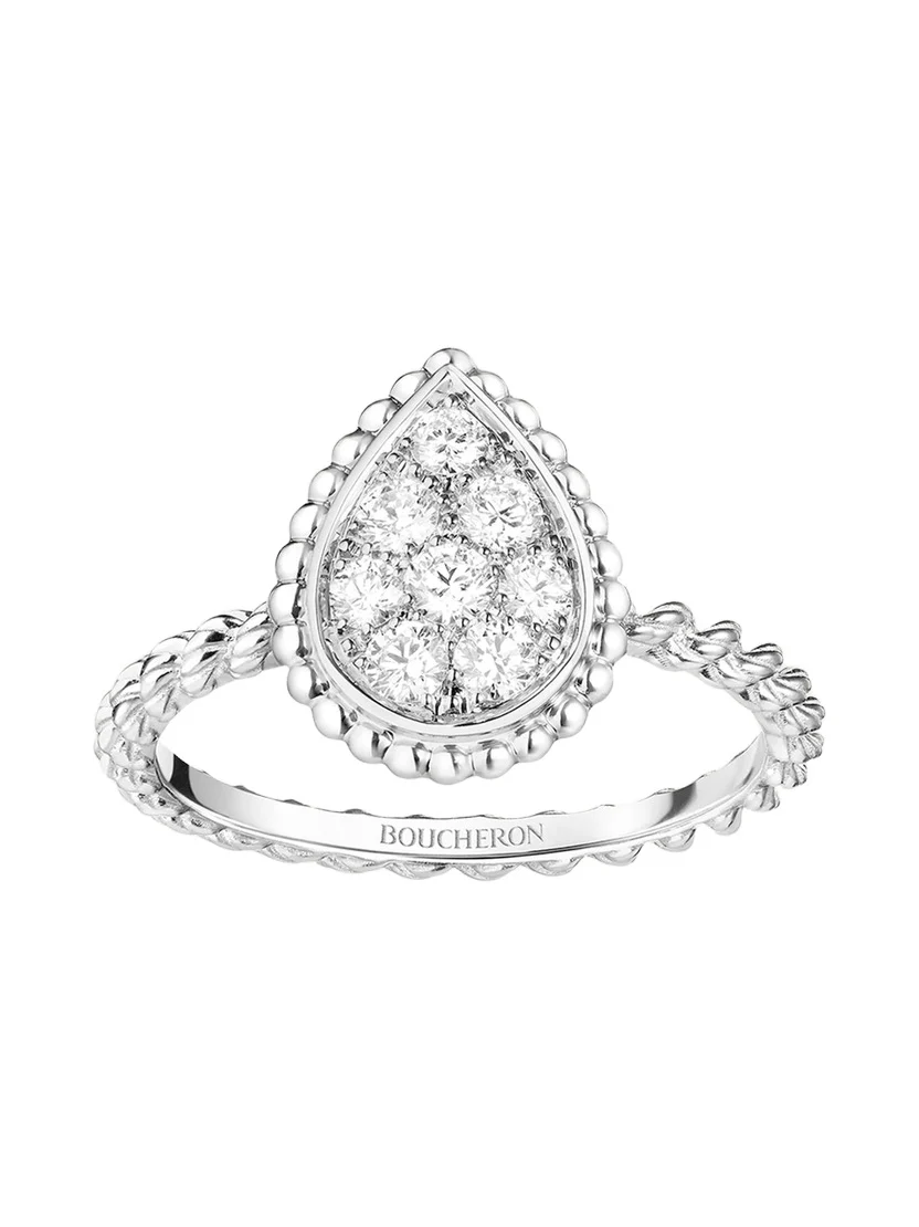 18K White Gold Serpent Boheme Diamond Ring with S Motif