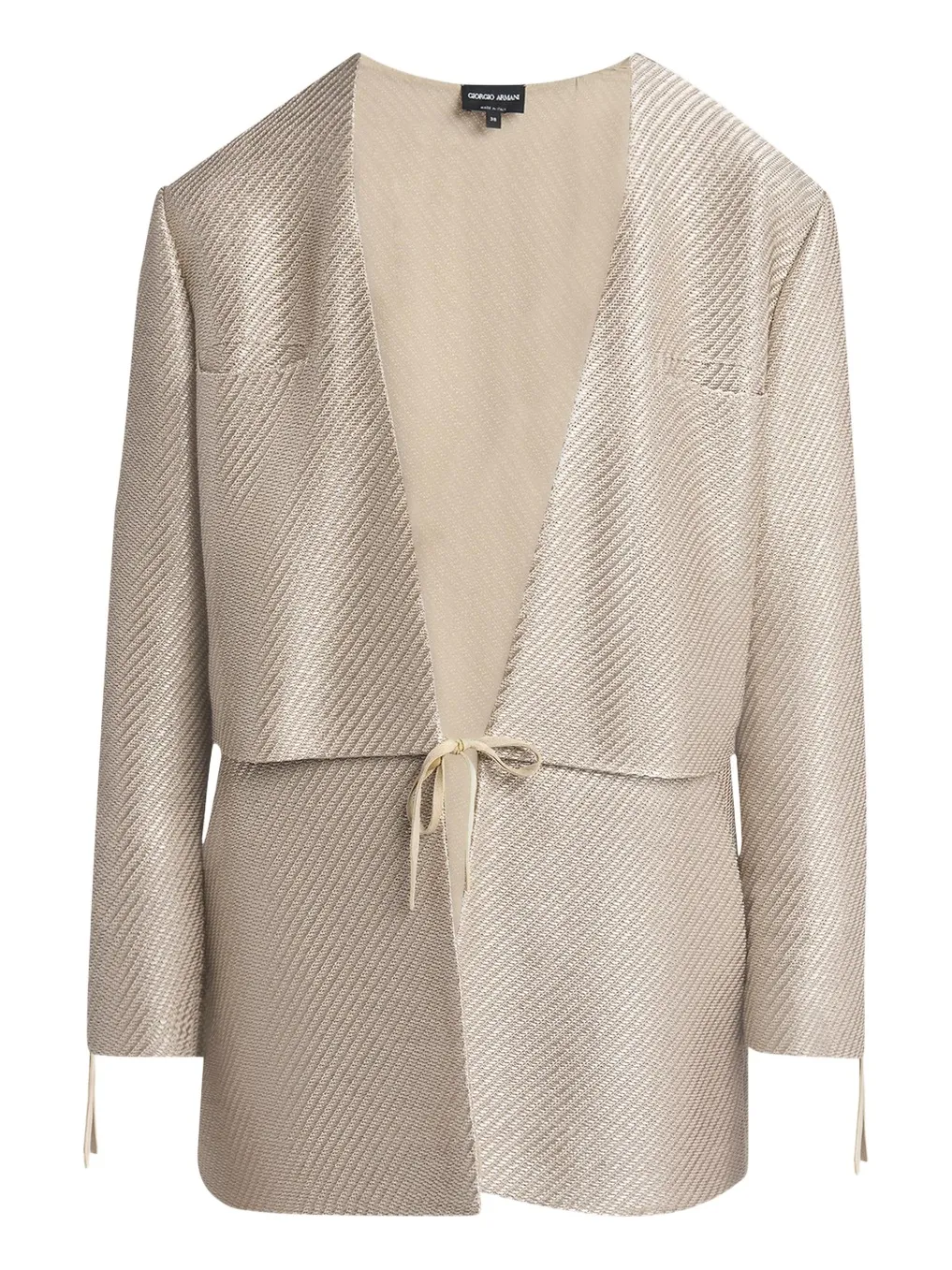 Shiny Raffia Jersey Jacquard Tie Jacket