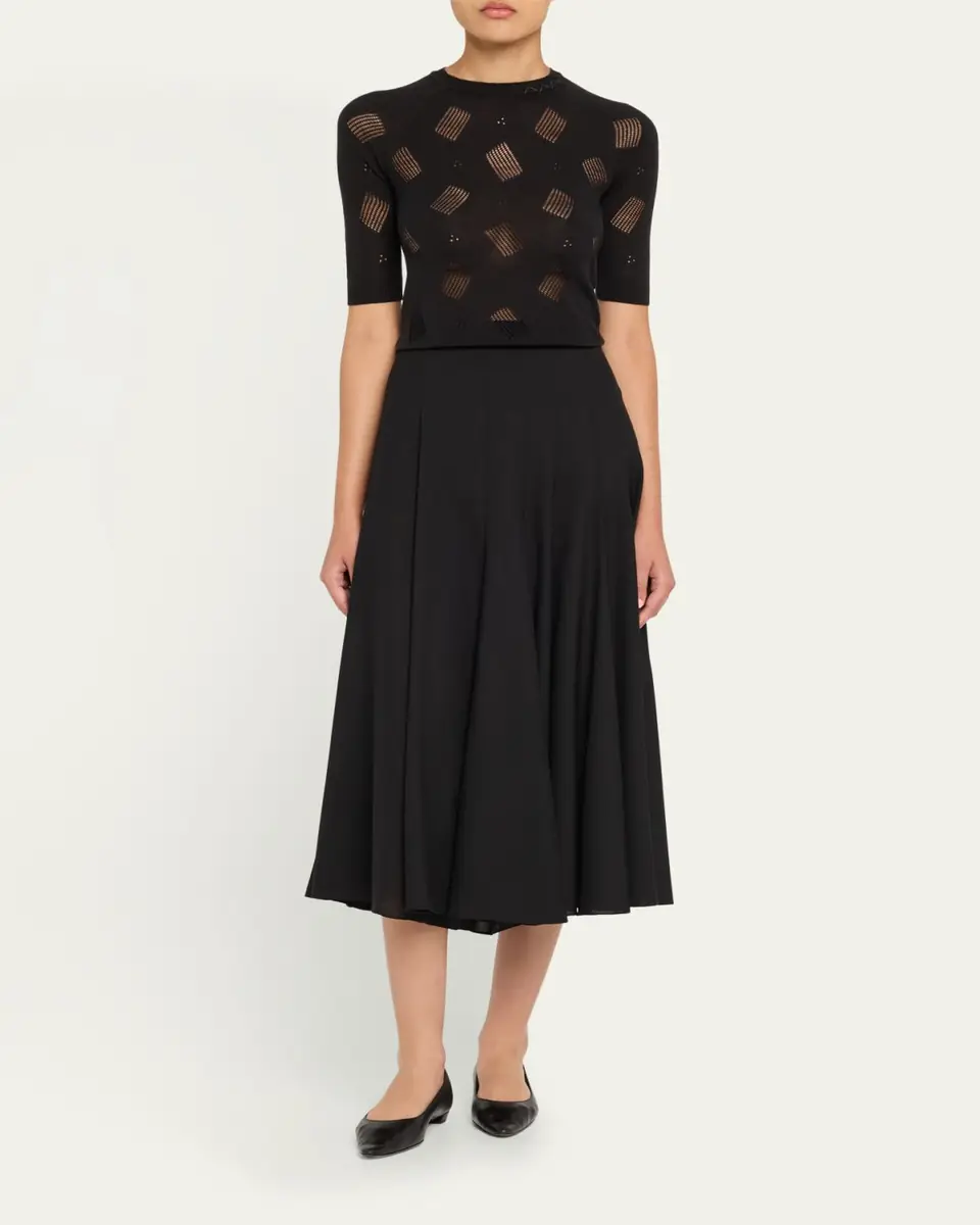 Marni Short-Sleeve Perforated Knit Slim Sweater | Thumbnail 2