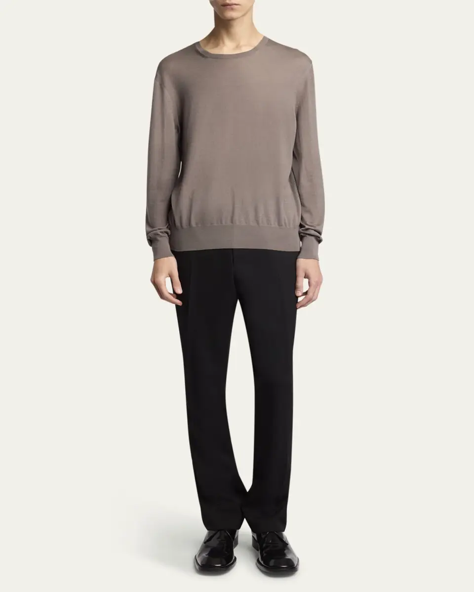 Saint Laurent Men's Fine-Gauge Crew Sweater | Thumbnail 2