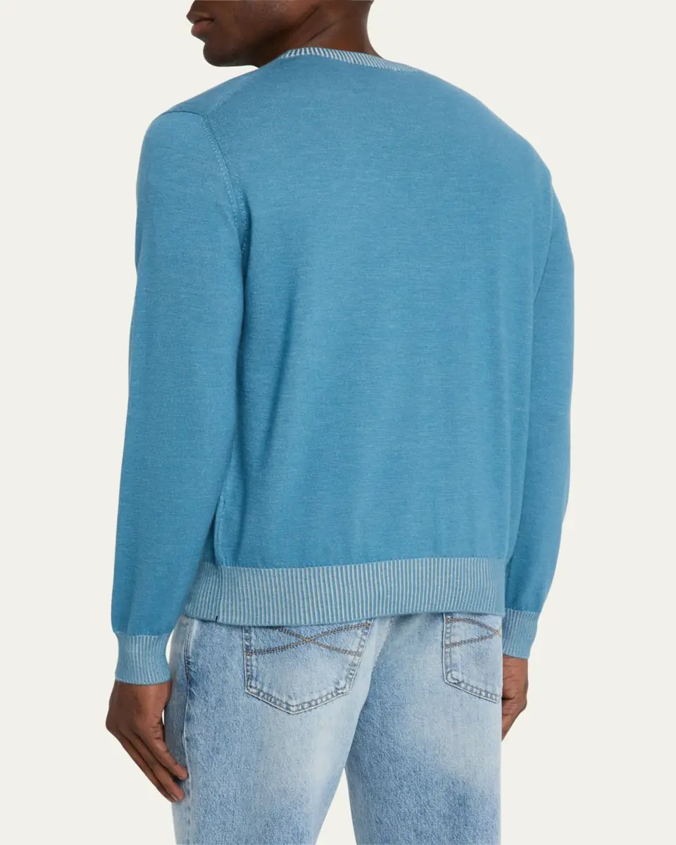 Fioroni Men's Cotton and Cashmere Duvet Vanise Crewneck Sweater | Thumbnail 3 Fioroni Men's Cotton and Cashmere Duvet Vanise Crewneck Sweater | Thumbnail 3