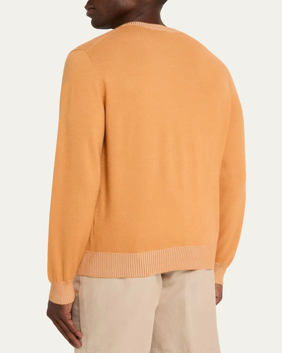 Fioroni Men's Cotton and Cashmere Duvet Vanise Crewneck Sweater | Thumbnail 7 Fioroni Men's Cotton and Cashmere Duvet Vanise Crewneck Sweater | Thumbnail 7