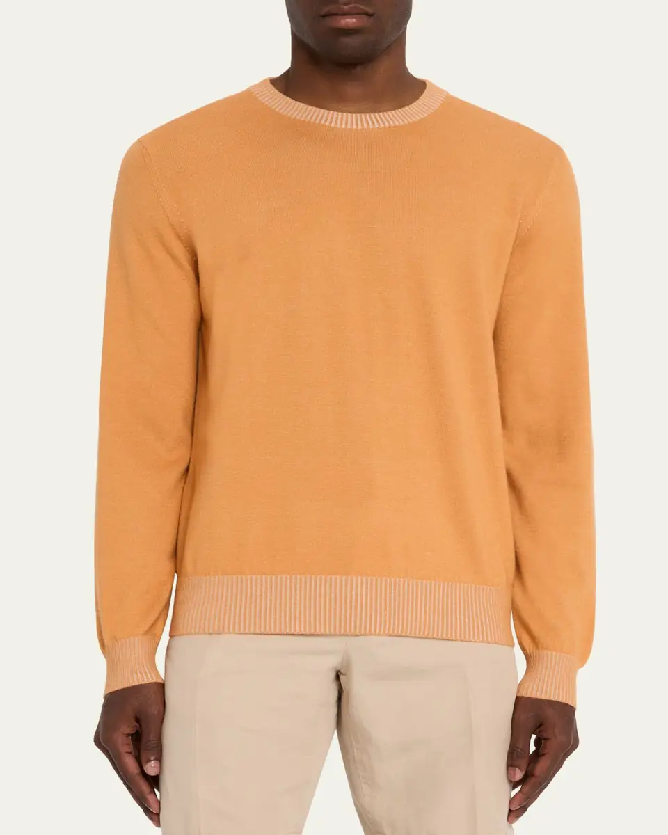 Fioroni Men's Cotton and Cashmere Duvet Vanise Crewneck Sweater | Thumbnail 8 Fioroni Men's Cotton and Cashmere Duvet Vanise Crewneck Sweater | Thumbnail 8