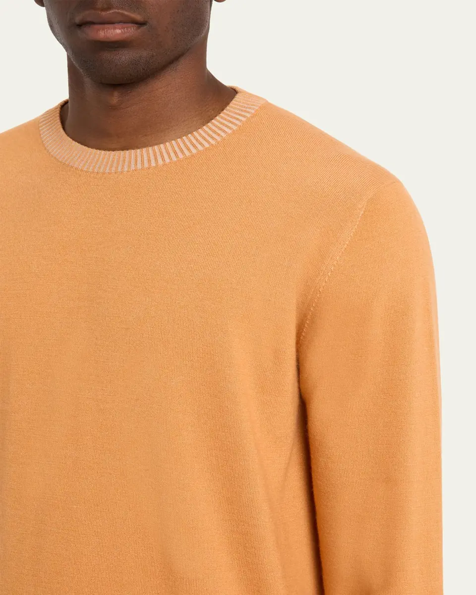 Fioroni Men's Cotton and Cashmere Duvet Vanise Crewneck Sweater | Thumbnail 9 Fioroni Men's Cotton and Cashmere Duvet Vanise Crewneck Sweater | Thumbnail 9