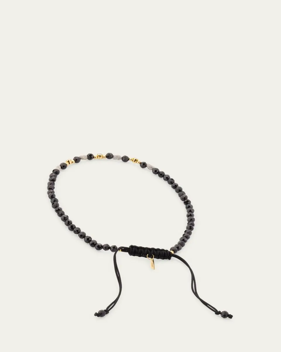 Jan Leslie Men's Black Spinel and Raw Diamond Beaded Pull-Cord Bracelet | Thumbnail 4 Jan Leslie Men's Black Spinel and Raw Diamond Beaded Pull-Cord Bracelet | Thumbnail 4